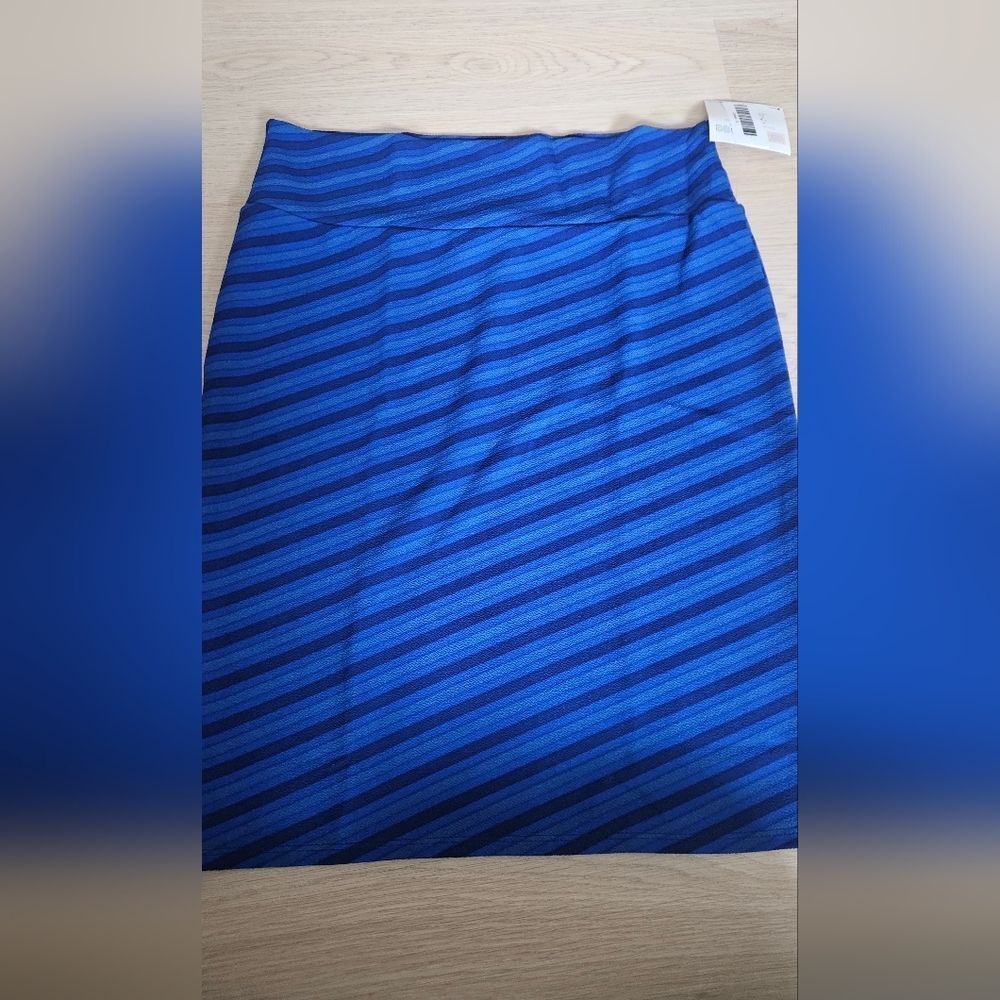 LuLaRoe Vibrant Blue Striped Pencil Skirt